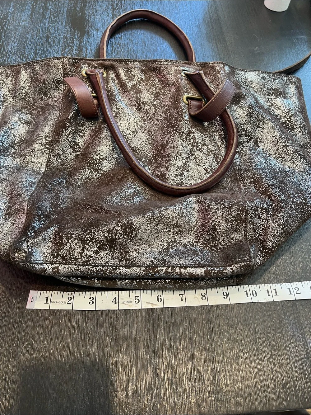 Anthropologie HOLDING HORSES Shimmer Metallic Leather Hobo Bag Boho Slouchy